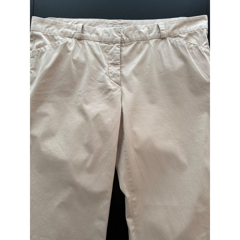 Burberry Wide-Leg Cotton Chino Pants Women 10/US Tan Khaki Luxury Trousers 12/UK